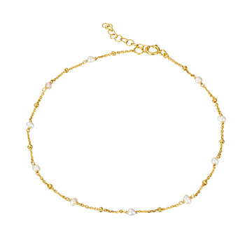 Gold textured Bracelet with Freshwater Pearls