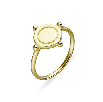 Gold ring with circular disc and ball detail