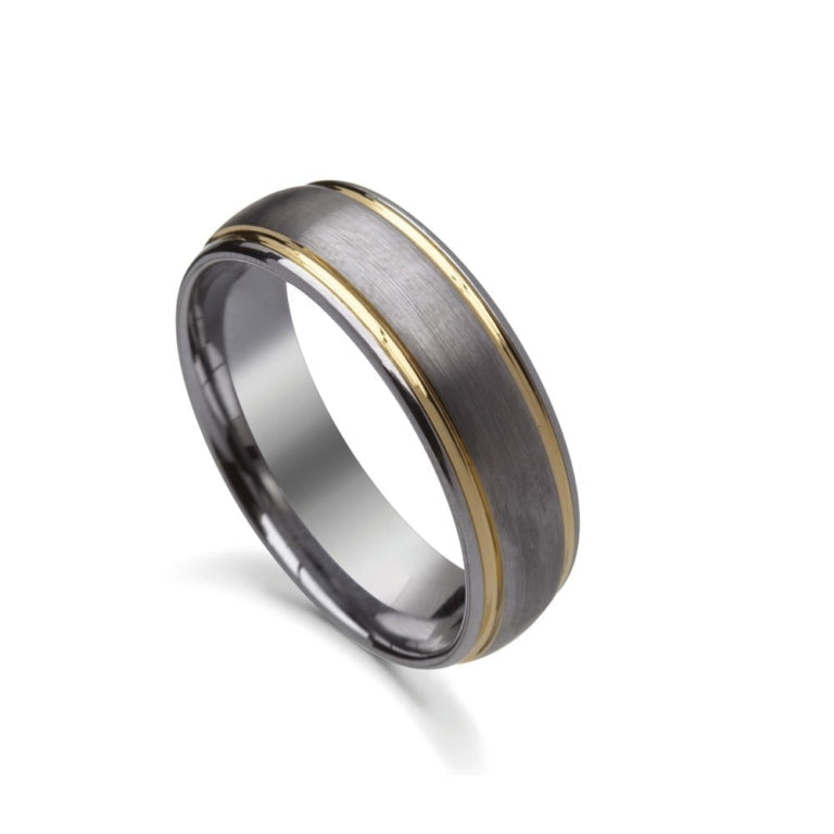 Dark Grey Brushed Men's Ring with Old Lining