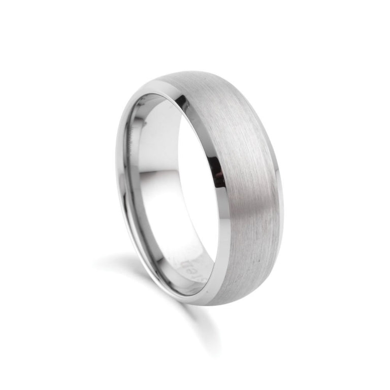 Matte Silver Men's Ring with Polished Lining and Interior