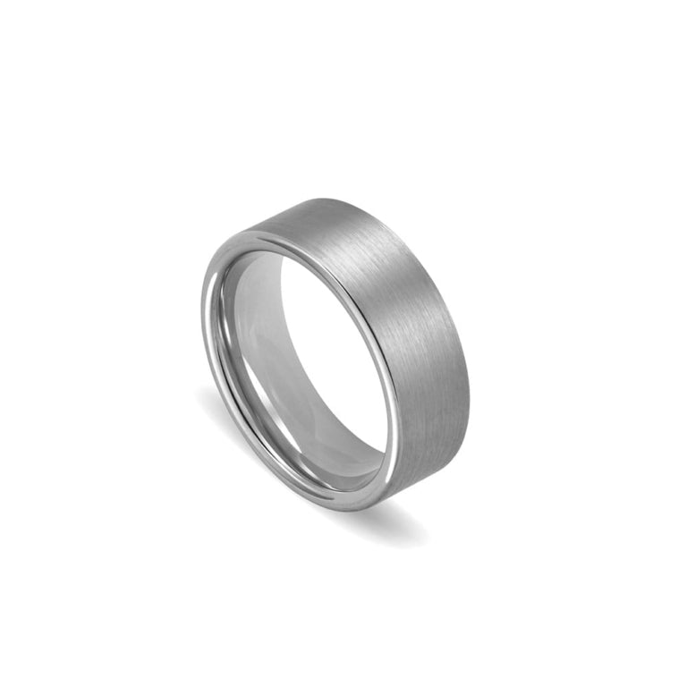 Silver Matte Men's Ring with Polished Cut Edges and Interior