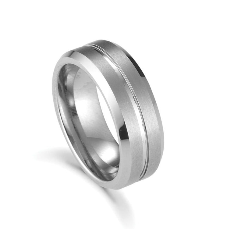 Silver Silver Matte Men's Ring with Polished Interior