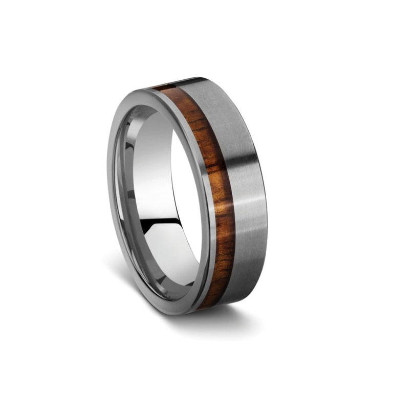 Silver Men's Ring with Wooden Band