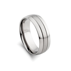 Silver Ring with Matte Band, Polished Lining and Interior