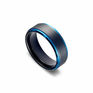 Matte Black Ring Band with Blue Lining