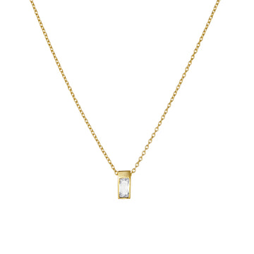 Gold CZ Baguette Pendant Necklace