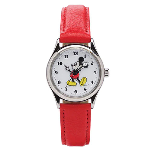 Disney Mickey Mouse Original Red Leather Watch 16mm
