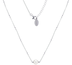 Silver Pearl Necklace with Ball and Chain