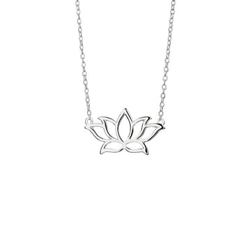 Sterling silver lotus flower cut out necklace