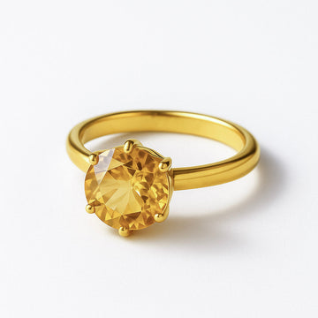 ⁠925 Silver Gold Plated Ring Yellow Citrine