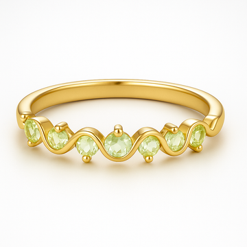 Peridot Ring — 925 Silver Gold Plated - Emerald