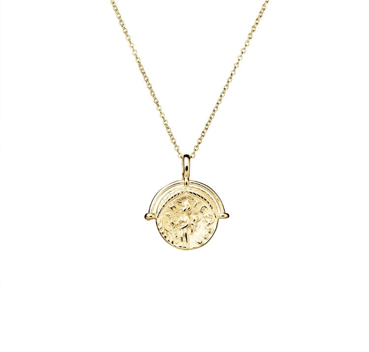 Gold necklace with medallion pendant