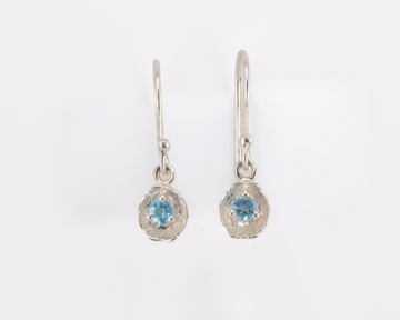 925 Silver Flower Drop Earrings - Blue Topaz