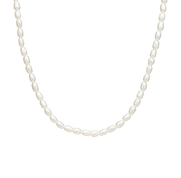 Freshwater rice pearl short necklace