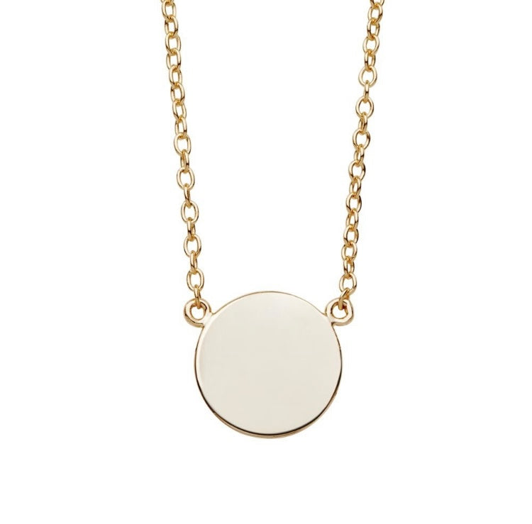 Gold flat disc necklace