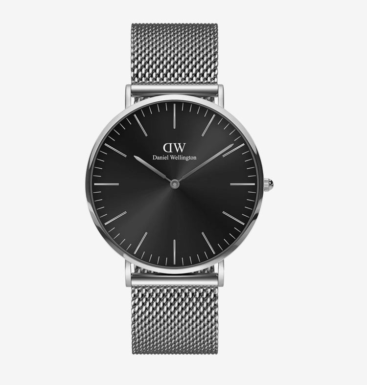 Daniel Wellington Classic Mesh Onyx Watch - Silver
