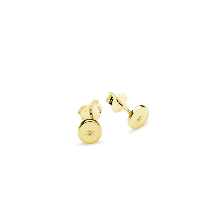 Gold Disc Stud Featuring Tiny Cz