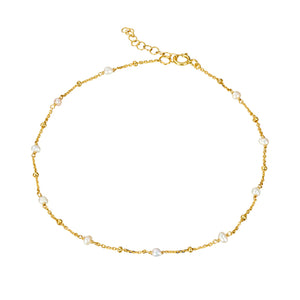 Gold textured Bracelet with Freshwater Pearls