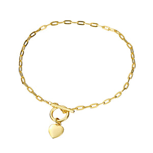 Gold Fob Chain Bracelet with Heart
