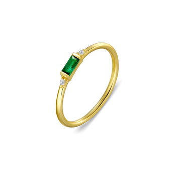 Gold fine ring with petite set CZ stone