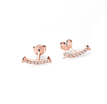 Rose Gold Cz Bar Studs