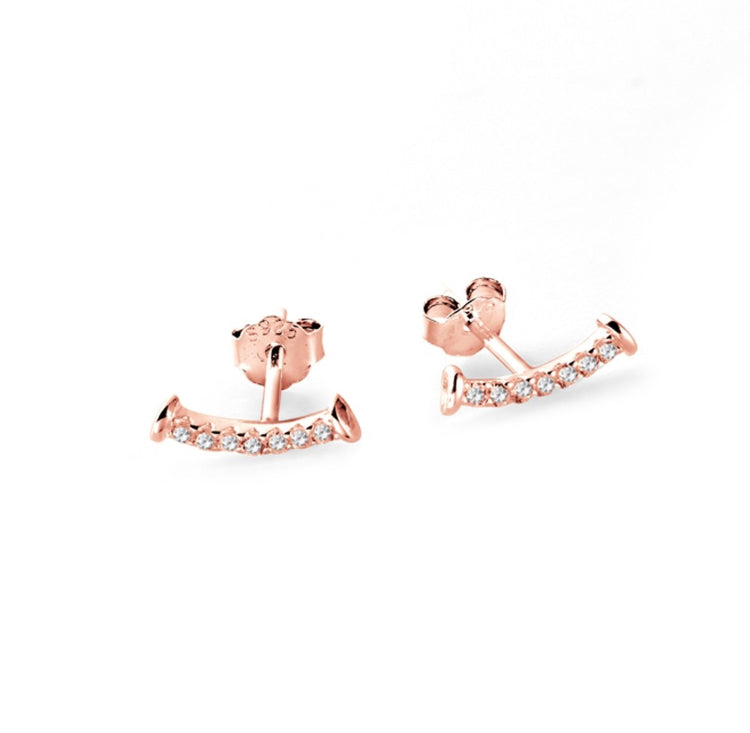 Rose Gold Cz Bar Studs