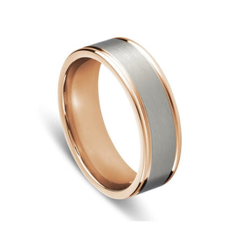 Silver Matte Men's Ring with Rose Gold Interior