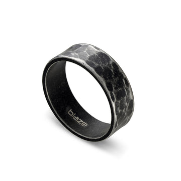 Blaze Black Men's Ring with Brush Texture