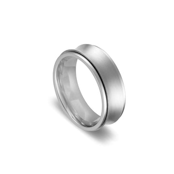 Silver Men's Spinning Ring with Inverted Curve