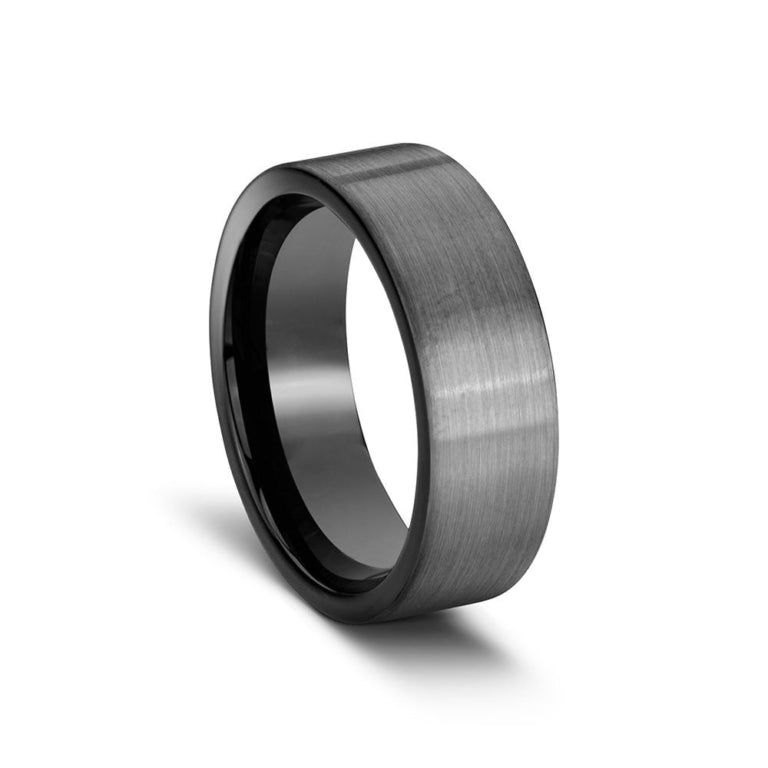 Matt Black Men's Ring Band with Polished Interior