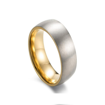 Silver Matte Men's Ring with Gold Interior
