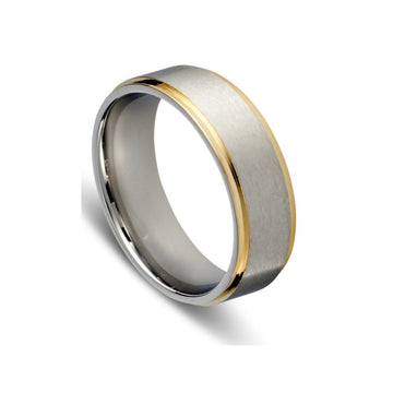 Silver Men's Matte Ring with Gold lining