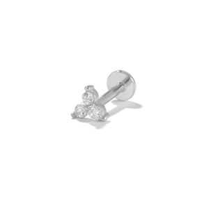 Silver Flat Back (single) Earring with CZ stone triangle design