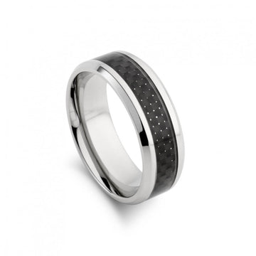 Blaze Silver Men's Ring with Black Band