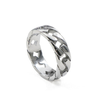 Cuban Chain Men's Ring - Silver