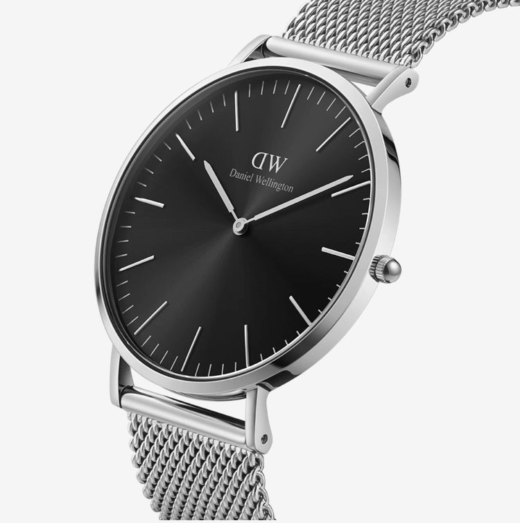 Daniel Wellington Classic Mesh Onyx Watch - Silver