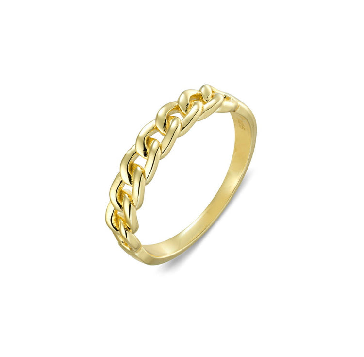 Gold wide chain feature ring