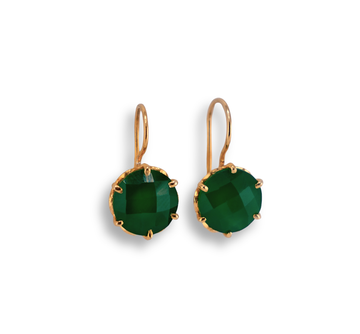 925 Silver Gold Plated Green Onyx Drop