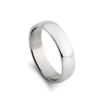 Blaze Silver Band Domed Mens Ring
