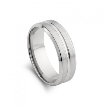 Silver Matte Men's Ring with Polished Interior