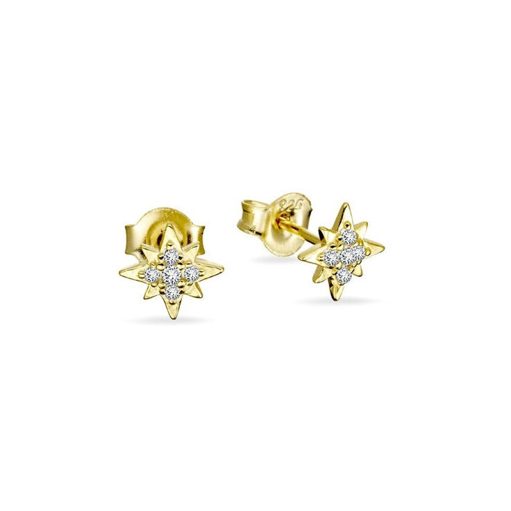 Sterling Silver Cz Spark Stud Earring - 7mm