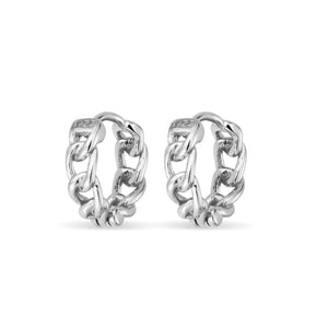 Silver Chain Detailed Huggie Hoops