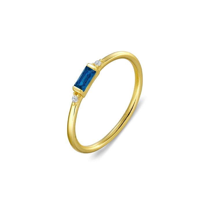 Gold fine ring with petite set CZ stone