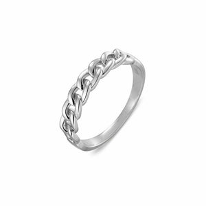 Sterling silver wide chain feature ring