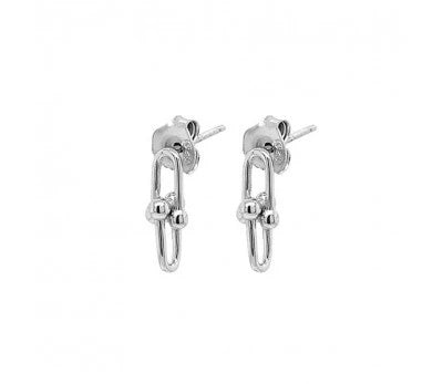 Silver Double Link Mini Studs