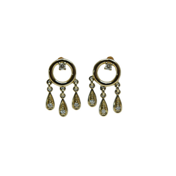 9ct Yellow Gold 3 Drop Diamond Earrings